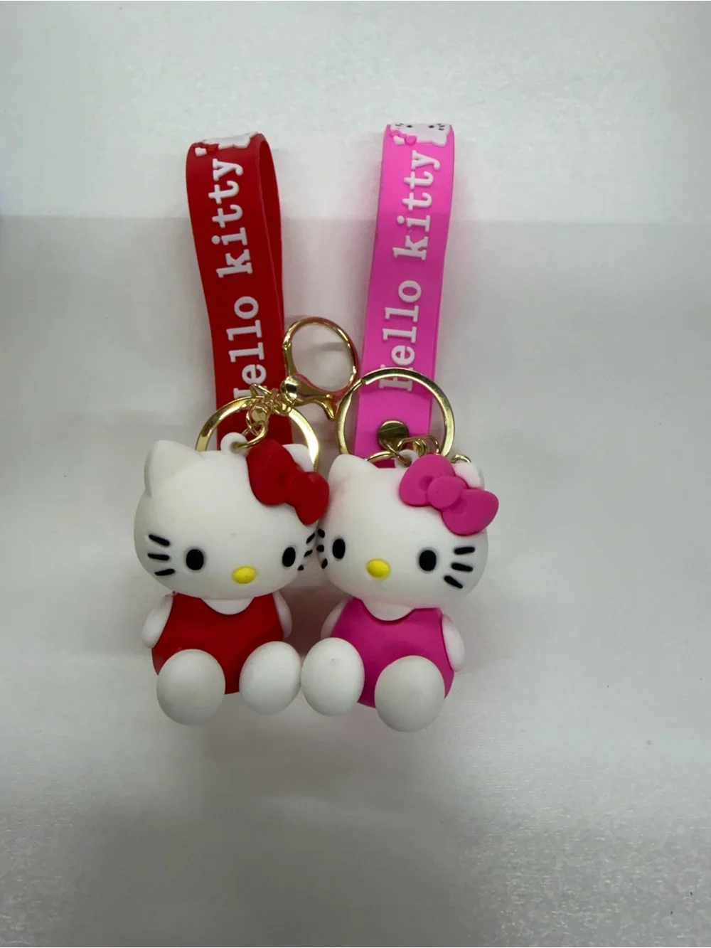 12 pcs Hello Kitty Keychain Set - Pink, Red & White Charms